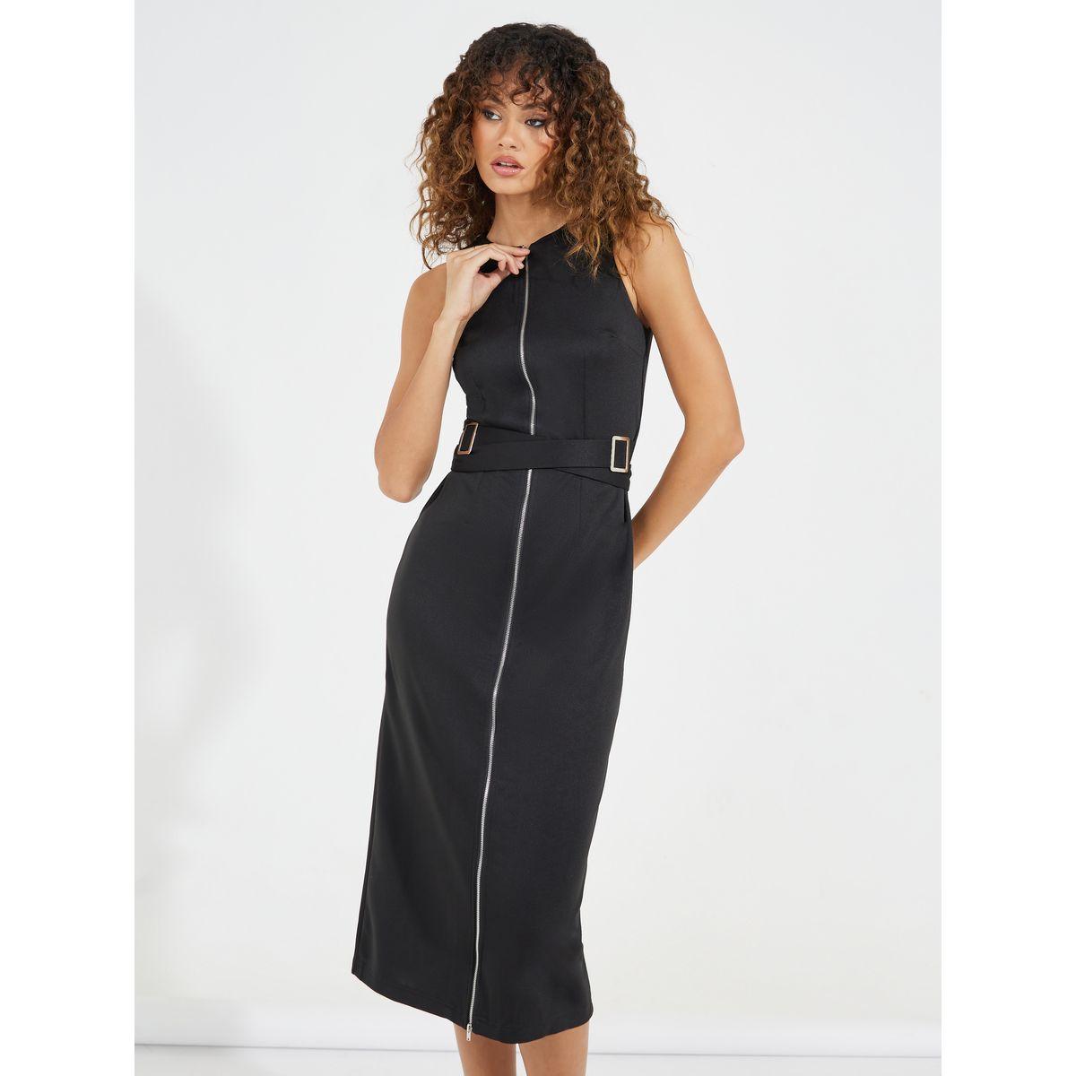 فستان ميدي بنمط لف مع سحَّاب غلق-women-clothing-dresses-image-2