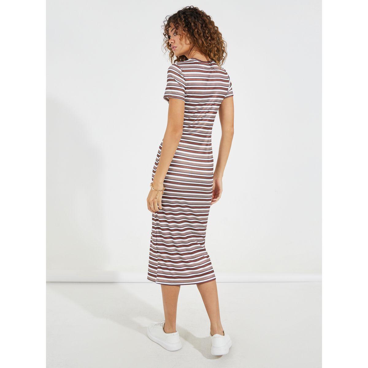 Styli Striped Short Sleeves T-Shirt Midi Dress-women-clothing-dresses-image-6