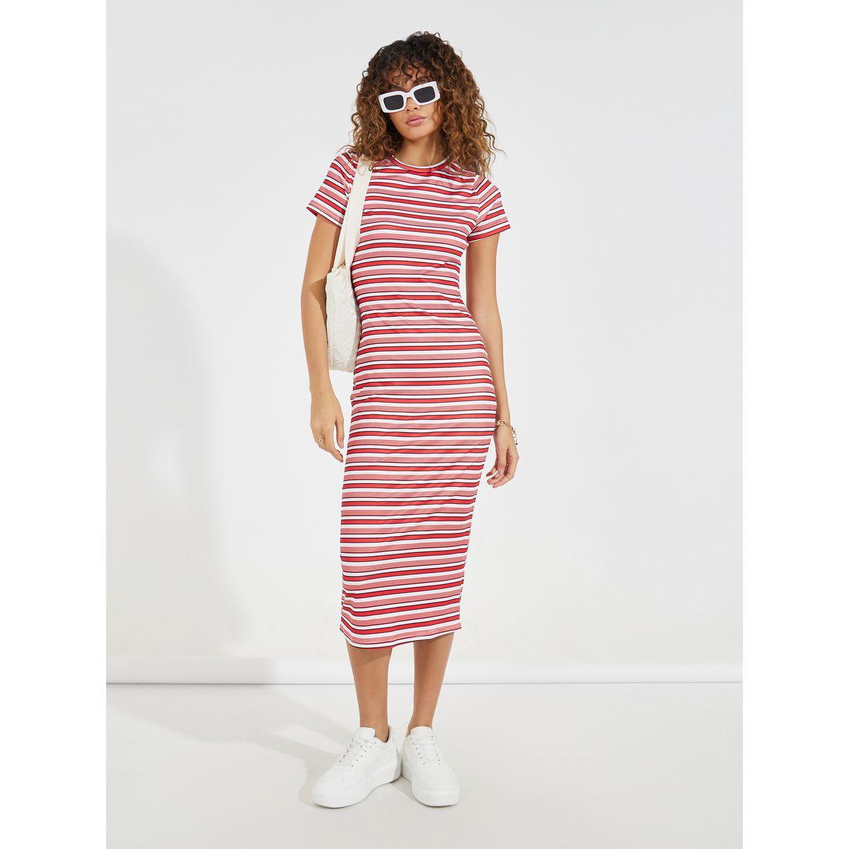 فستان ميدي مخطط مع أكمام قصيرة-women-clothing-dresses-image-1