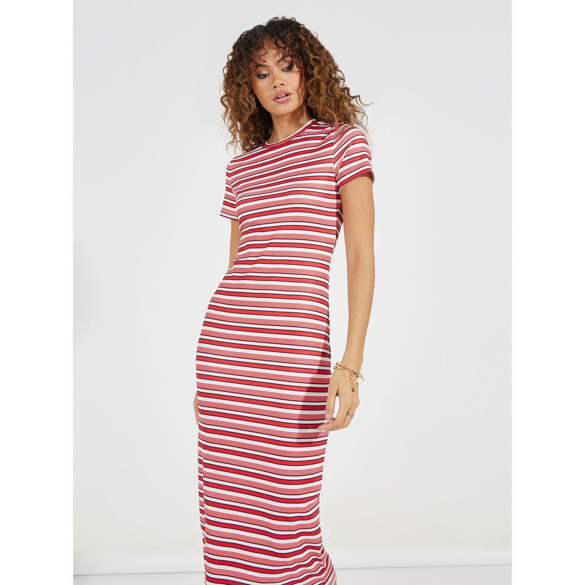 فستان ميدي مخطط مع أكمام قصيرة-women-clothing-dresses-image-2