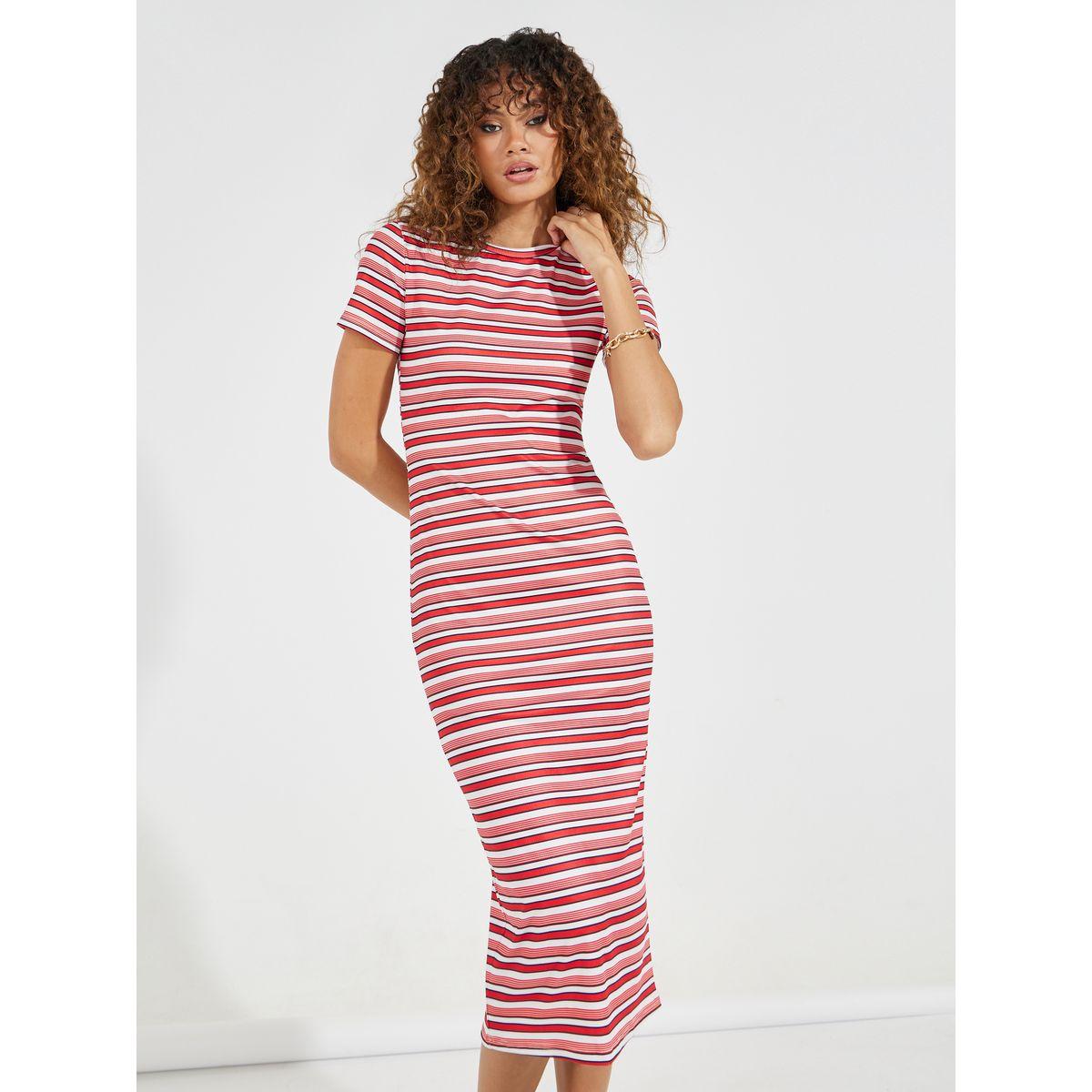 Styli Striped Short Sleeves T-Shirt Midi Dress-women-clothing-dresses-image-5