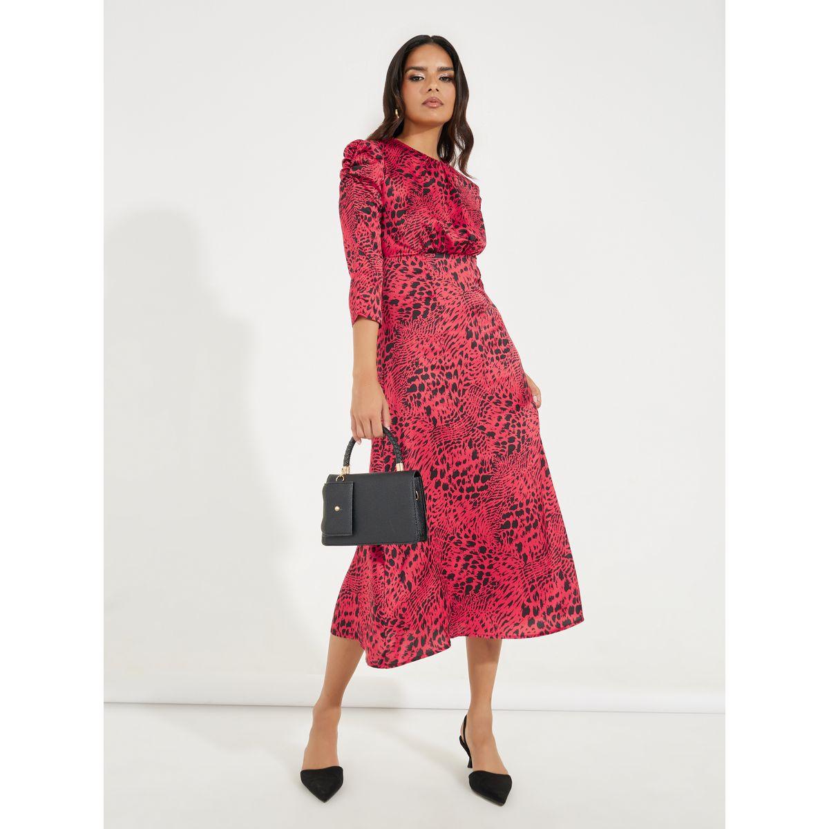 فستان ميدي مطبع بزهور واكمام 3/4-women-clothing-dresses-image-1