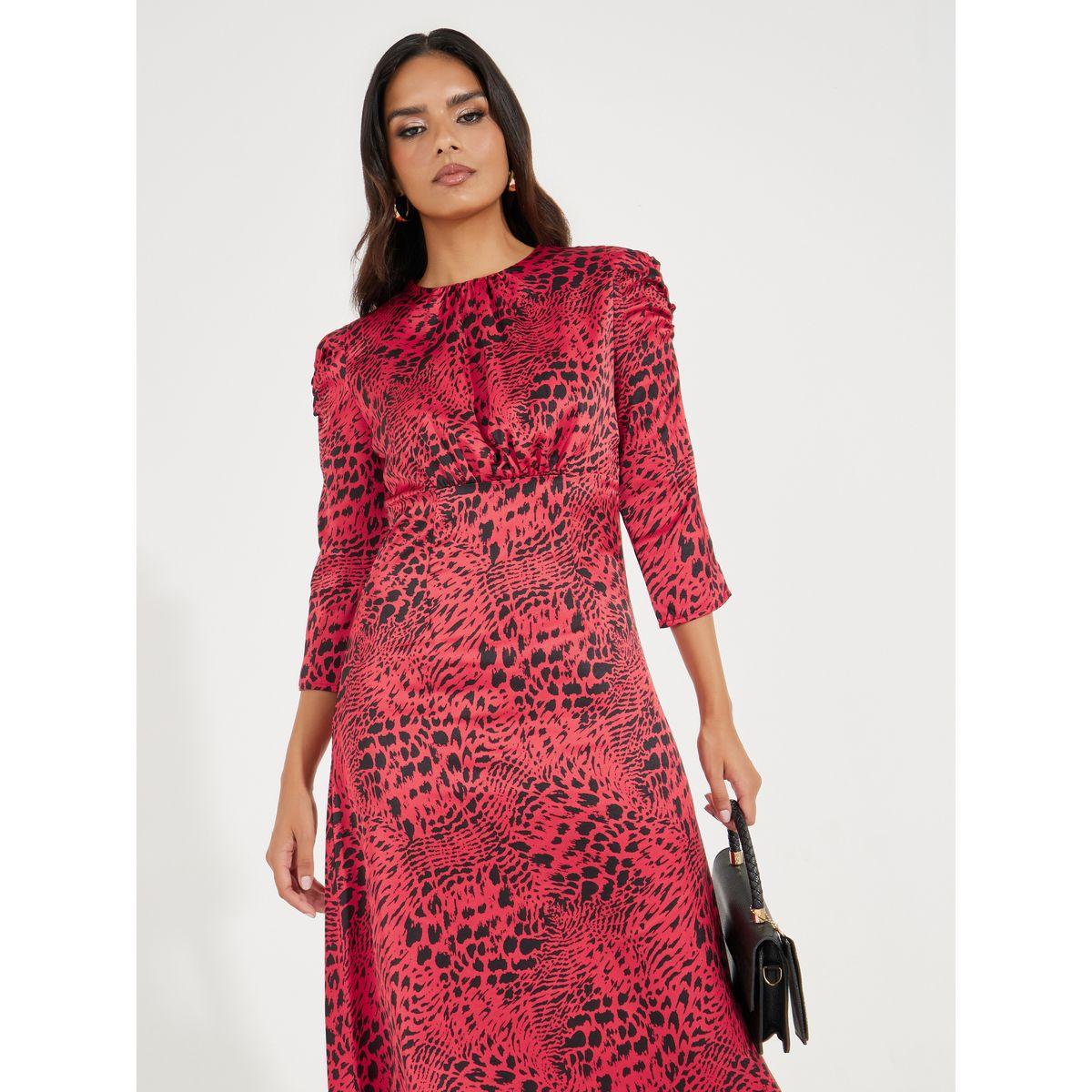 فستان ميدي مطبع بزهور واكمام 3/4-women-clothing-dresses-image-2
