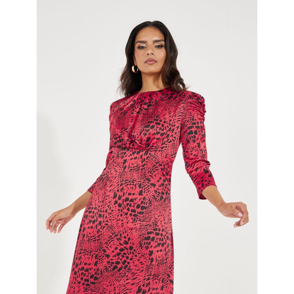 فستان ميدي مطبع بزهور واكمام 3/4-women-clothing-dresses-image-5