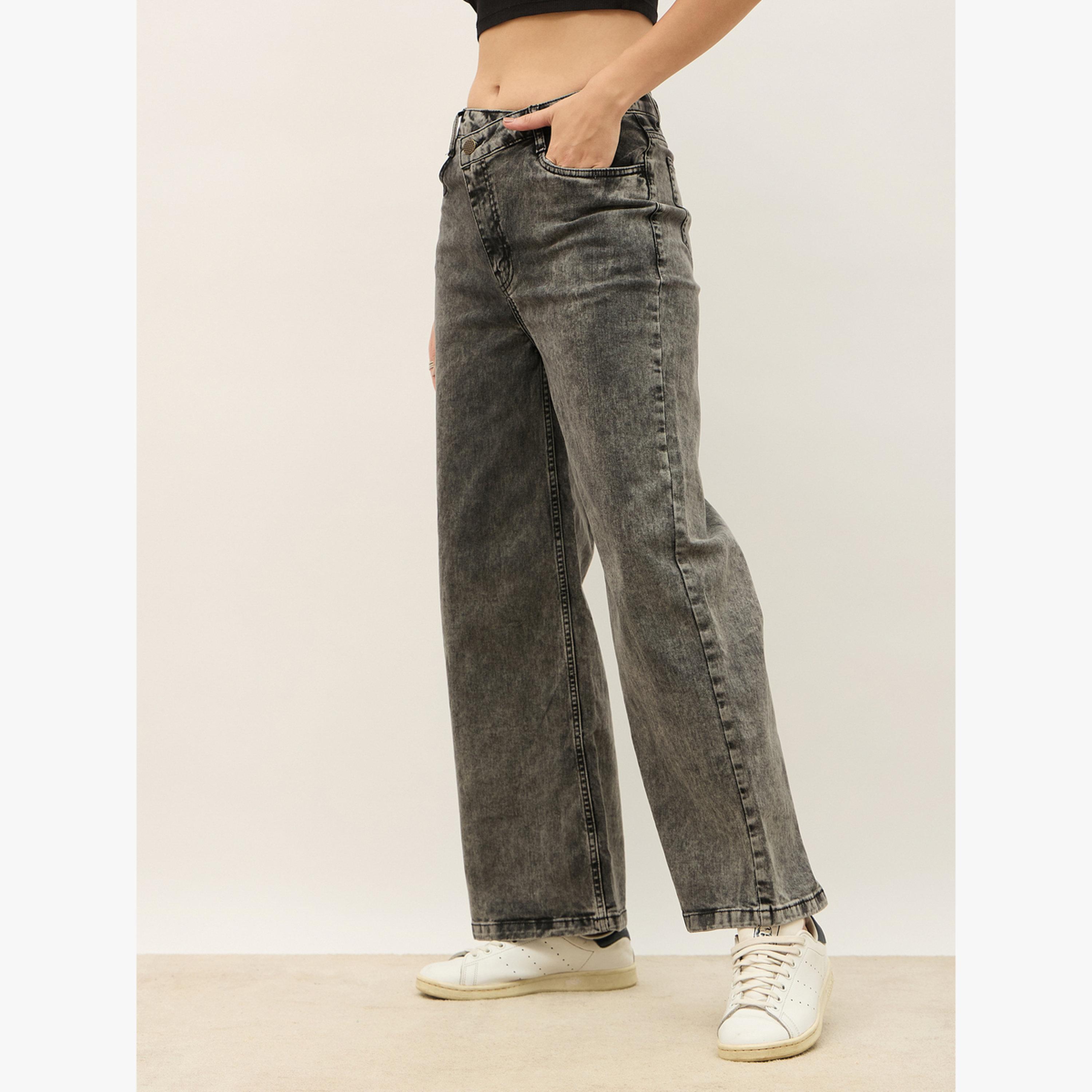 جينز بخصر مرتفع غير متماثل وقصة أرجل مستقيمة-women-clothing-bottoms-jeans-image-3