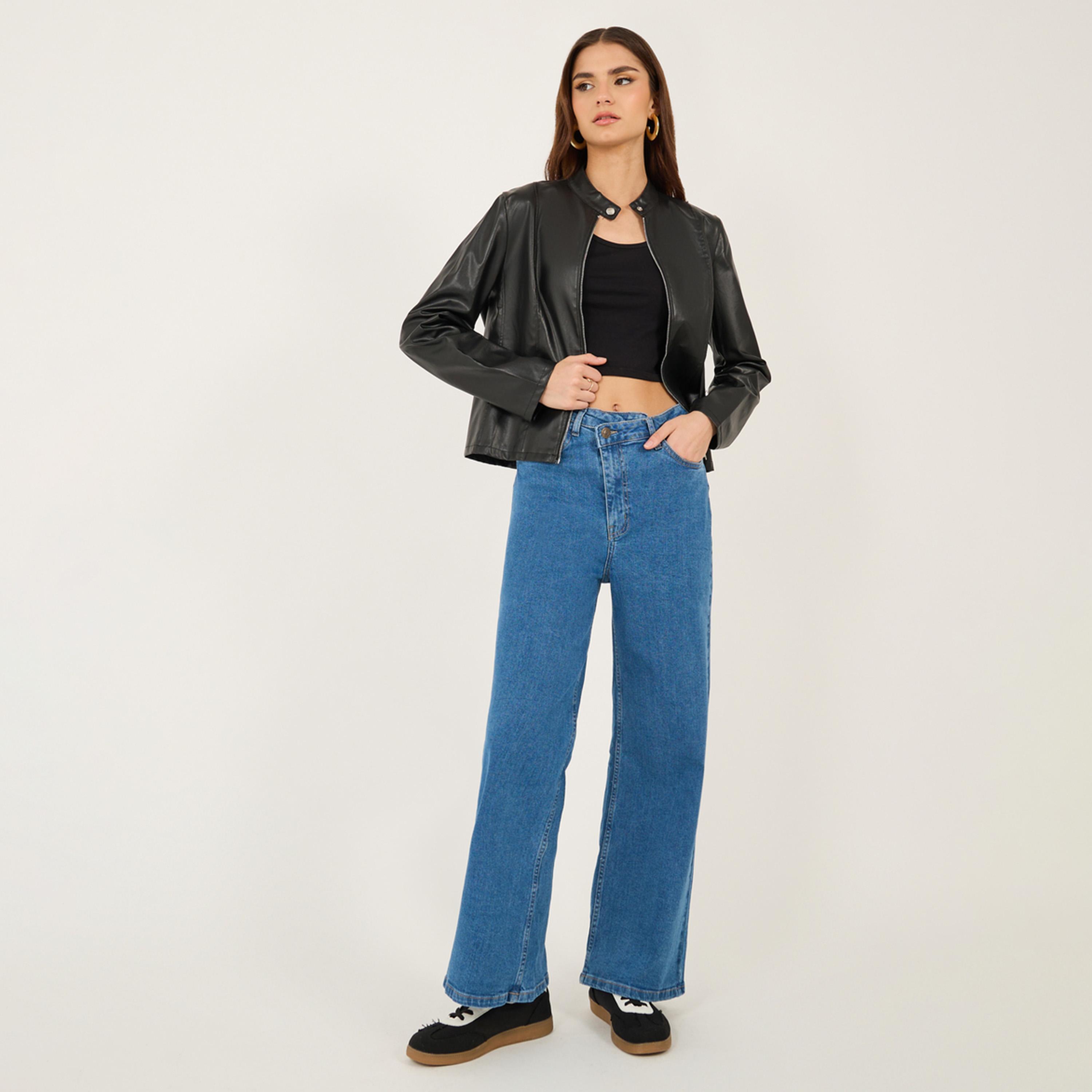 Styli High Rise Asymmetric Waist Straight Leg Jeans-women-clothing-bottoms-jeans-image-1