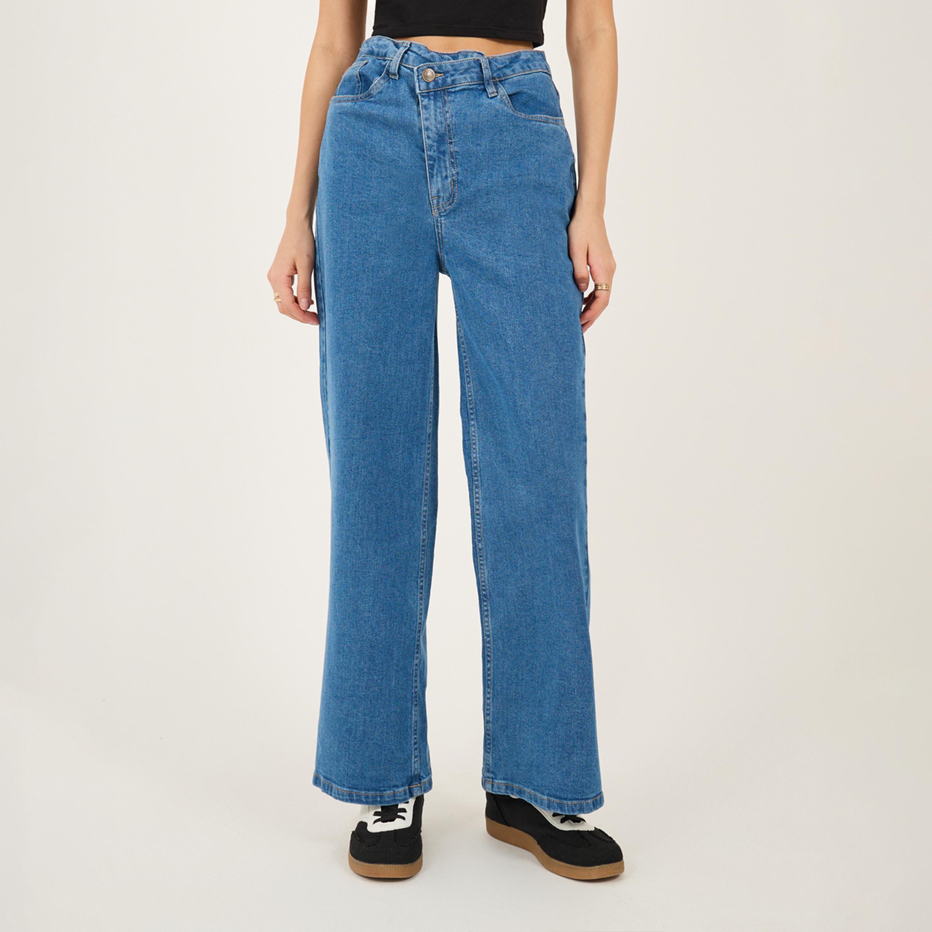 Styli High Rise Asymmetric Waist Straight Leg Jeans-women-clothing-bottoms-jeans-image-2