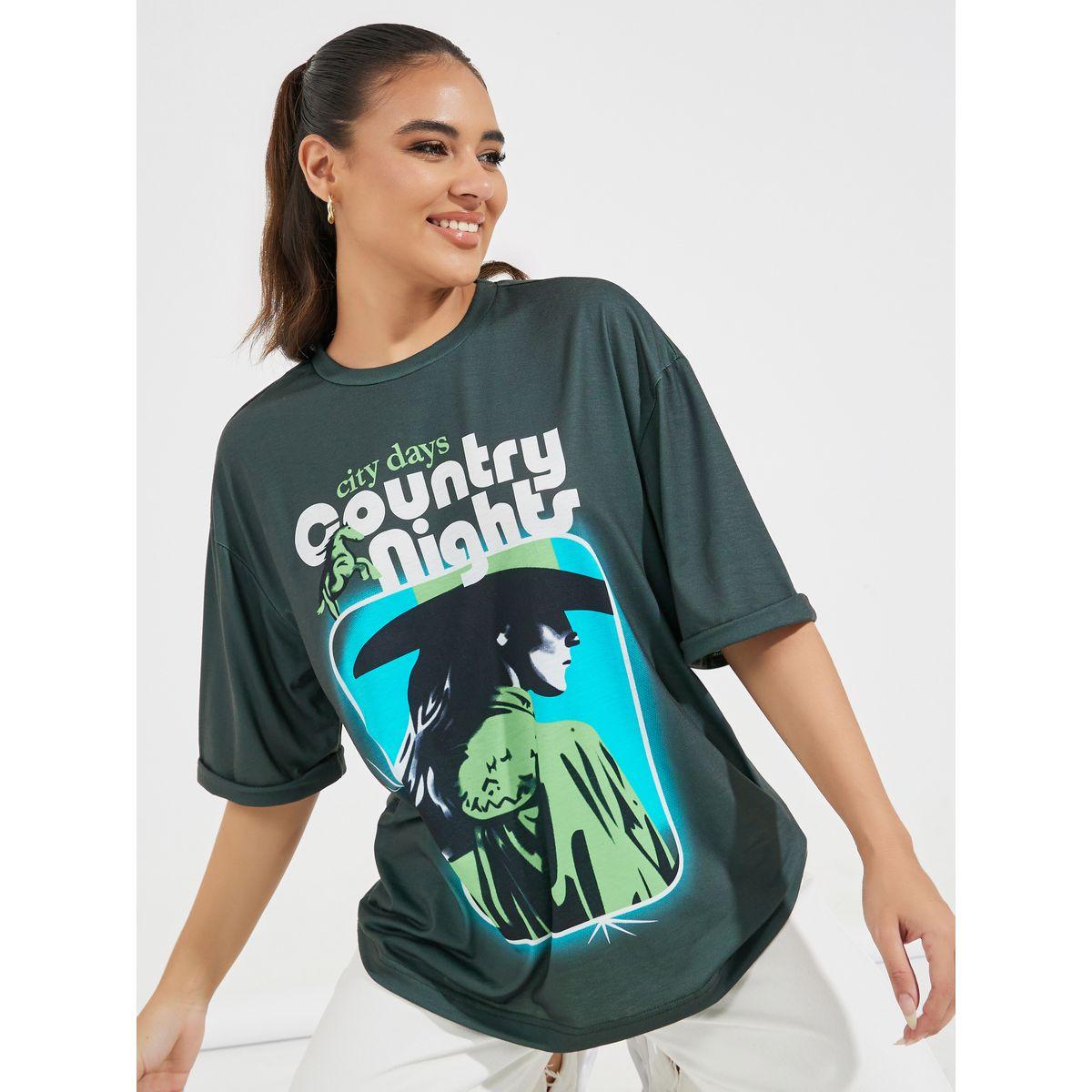 Styli Oversized Howdy Darlin Graphic Print T-Shirt-women-clothing-tshirts-image-1
