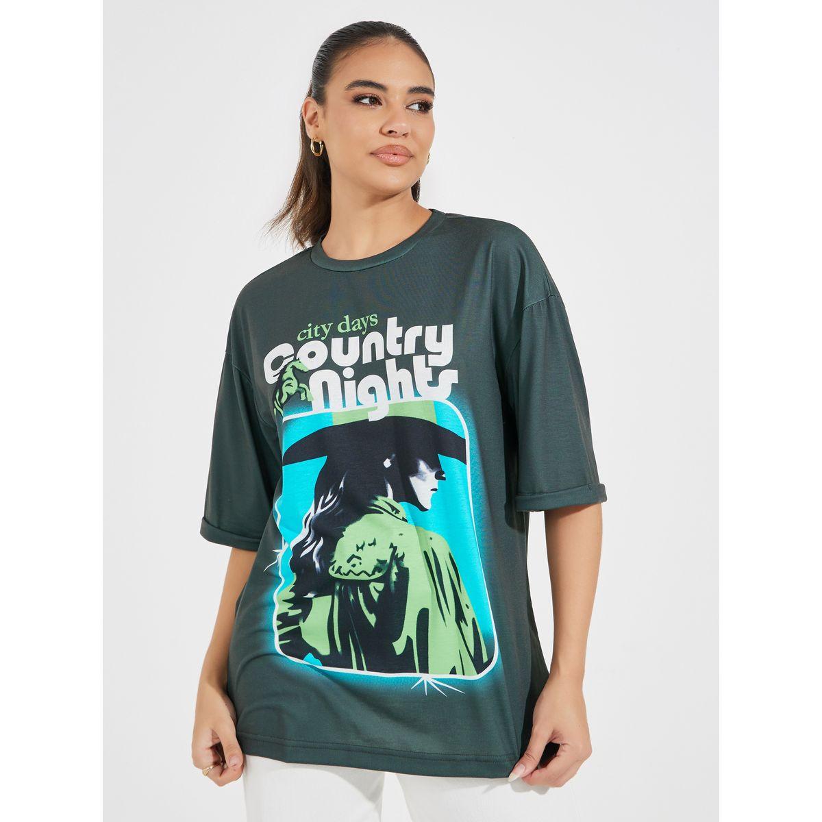 Styli Oversized Howdy Darlin Graphic Print T-Shirt-women-clothing-tshirts-image-3