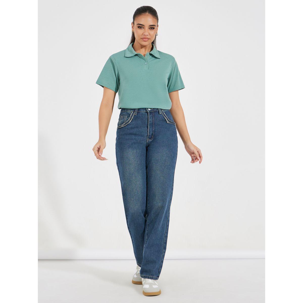 Styli Regular Fit Collared Polo T-Shirt with Padded Shoulder-women-clothing-tshirts-image-2