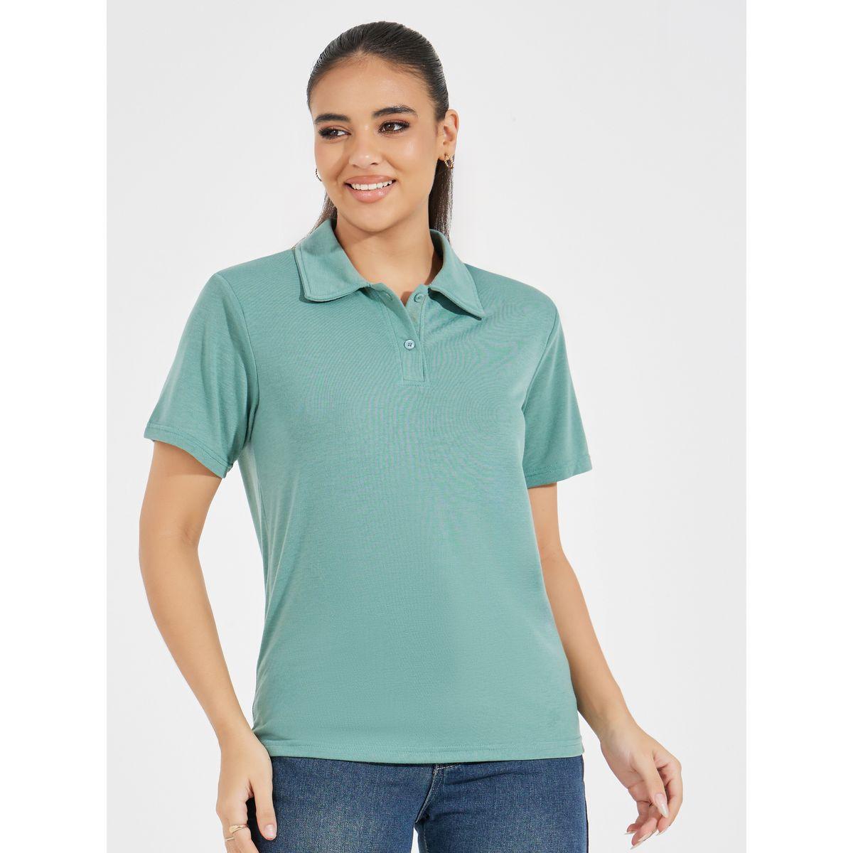 Styli Regular Fit Collared Polo T-Shirt with Padded Shoulder-women-clothing-tshirts-image-3