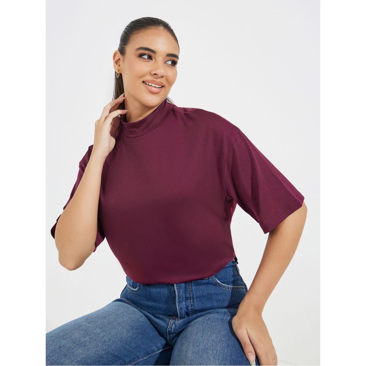 Styli Boxy High Neck Solid T-Shirt-women-clothing-tshirts-image-1
