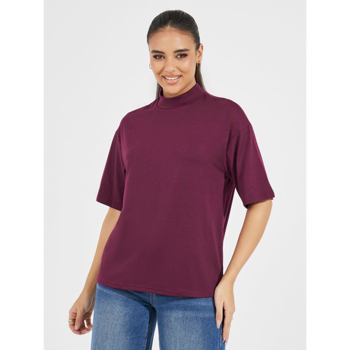 Styli Boxy High Neck Solid T-Shirt-women-clothing-tshirts-image-3
