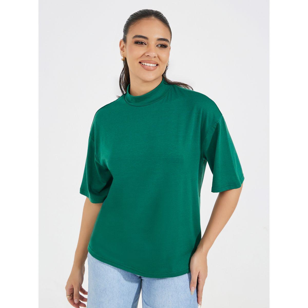 Styli Boxy High Neck Solid T-Shirt-women-clothing-tshirts-image-1