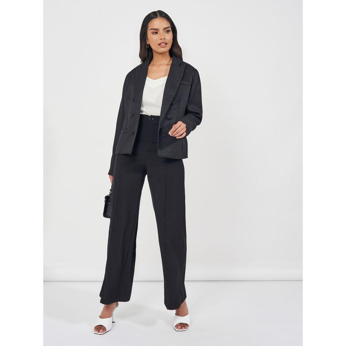 Styli Regular Fit Short Length Double Breasted Tweed Blazer-women-clothing-coatsandjackets-blazers-image-2