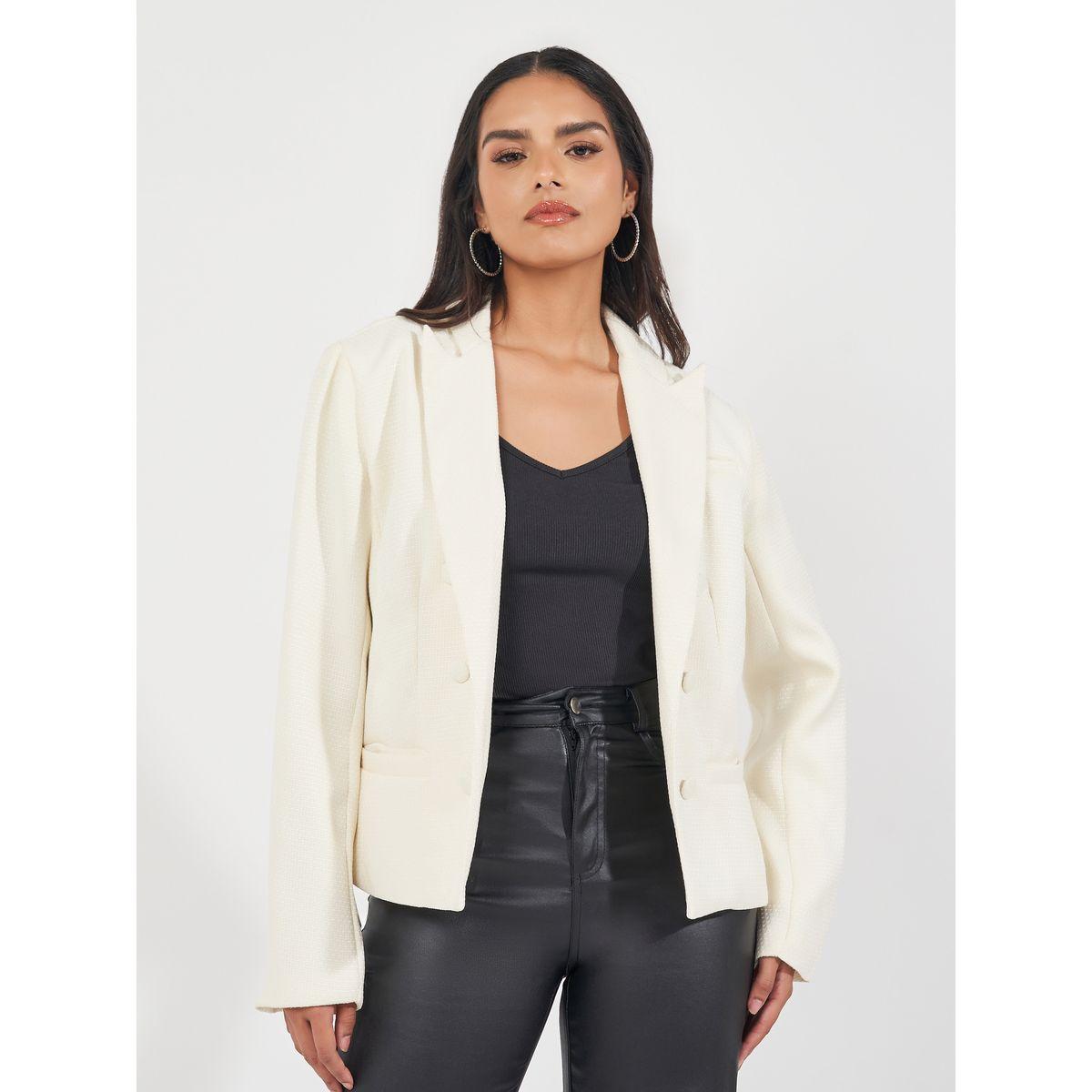 Styli Regular Fit Short Length Double Breasted Tweed Blazer-women-clothing-coatsandjackets-blazers-image-1