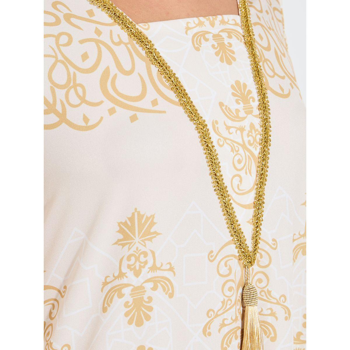 جلابية منمقة بطبعة فويل مع شراشيب-women-arabicclothing-jalabiyas-image-3