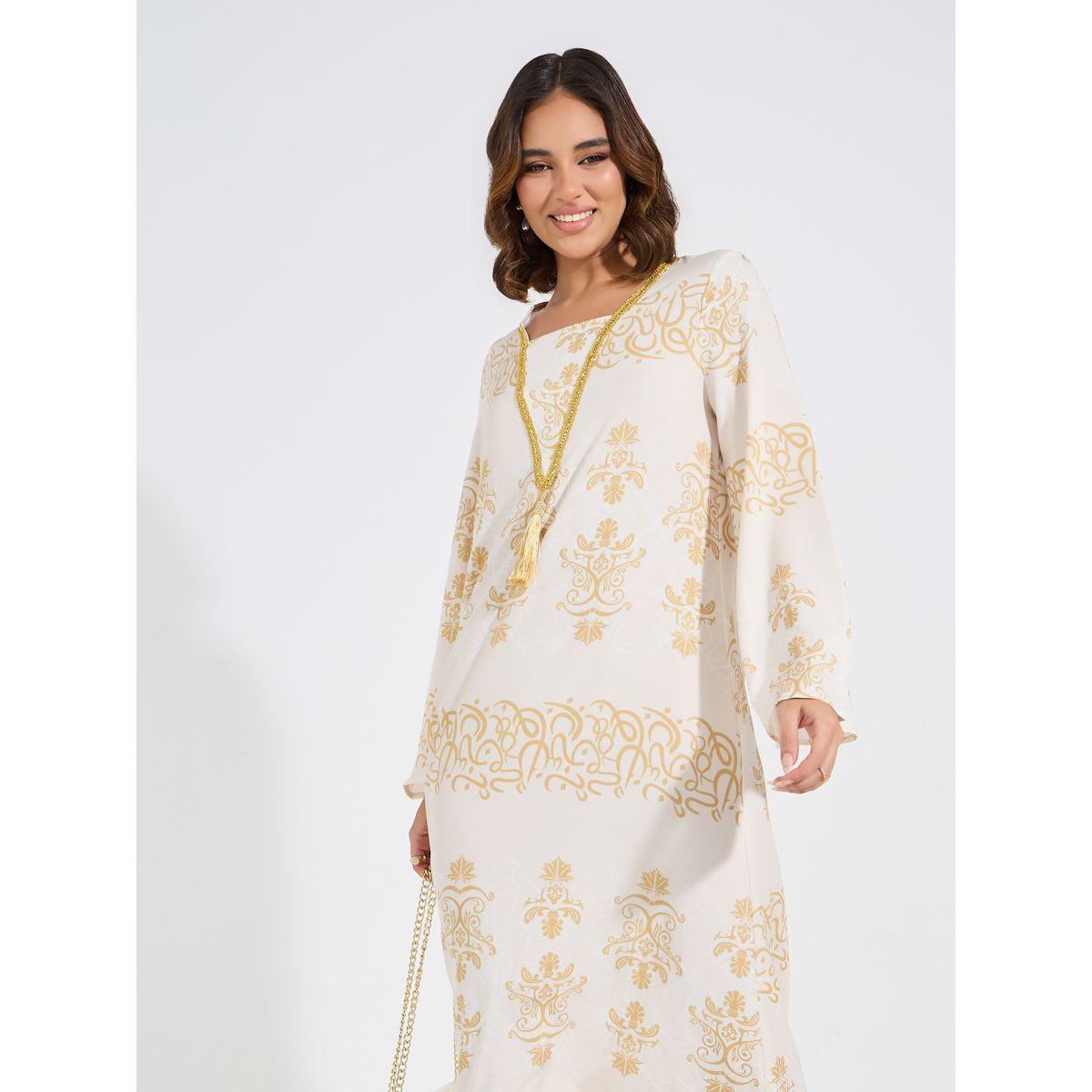 جلابية منمقة بطبعة فويل مع شراشيب-women-arabicclothing-jalabiyas-image-5