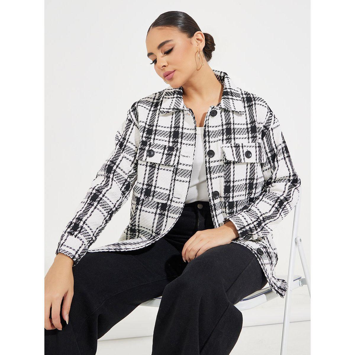 Styli Oversized Longline Checked Shacket-women-winterwear-coatsandjackets-jackets-image-1