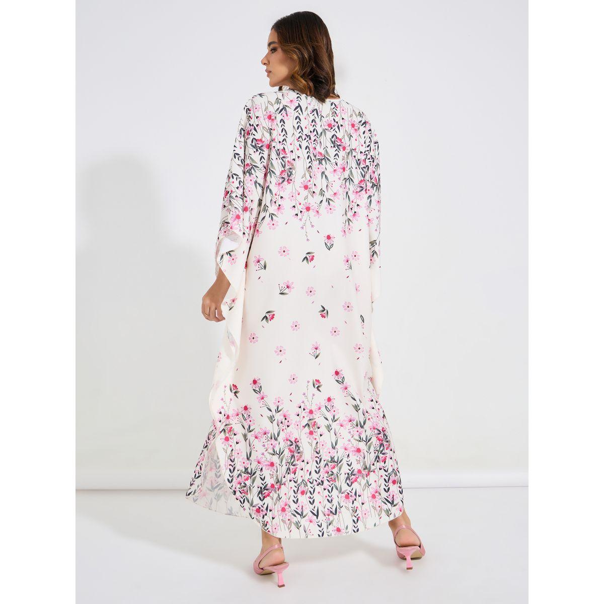Styli Floral Print Kimono Sleeves Kaftan-women-arabicclothing-kaftan-image-6