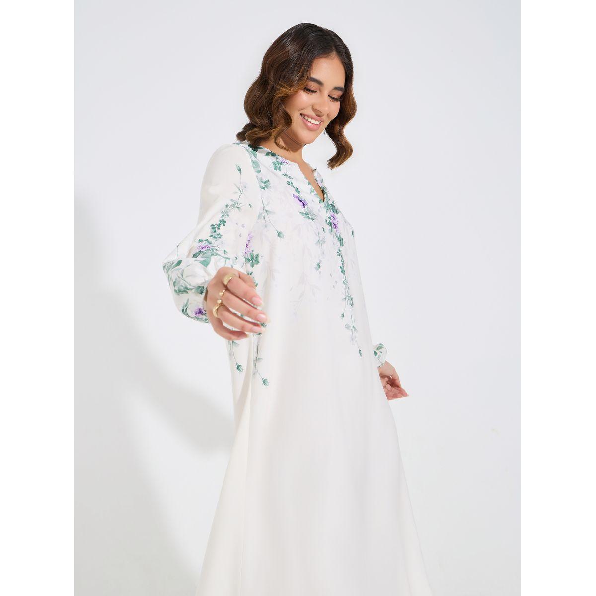 Styli Floral Print Notch Neck A-Line Maxi Dress-women-clothing-dresses-image-2