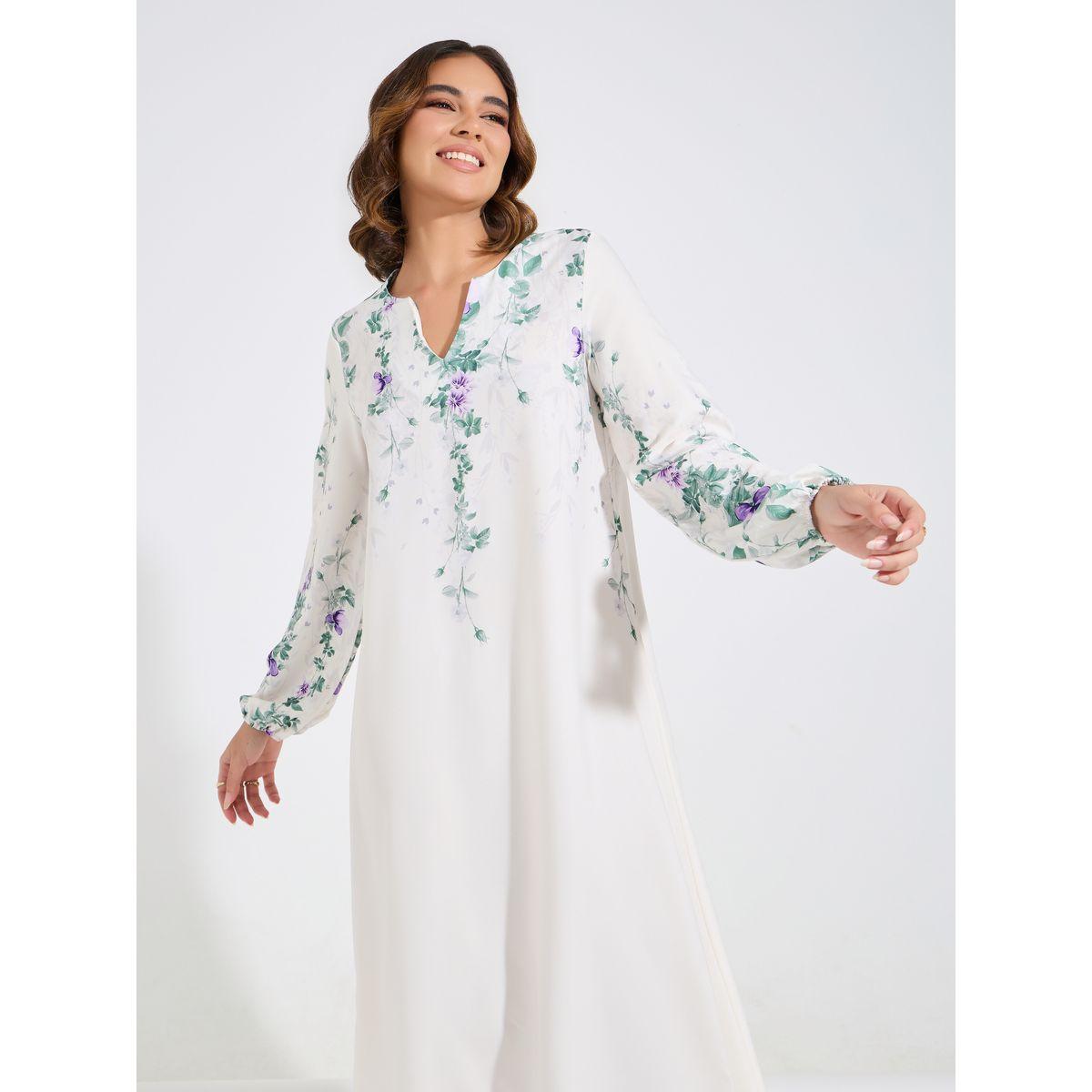 Styli Floral Print Notch Neck A-Line Maxi Dress-women-clothing-dresses-image-5