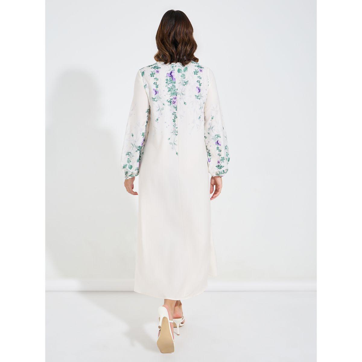 Styli Floral Print Notch Neck A-Line Maxi Dress-women-clothing-dresses-image-6