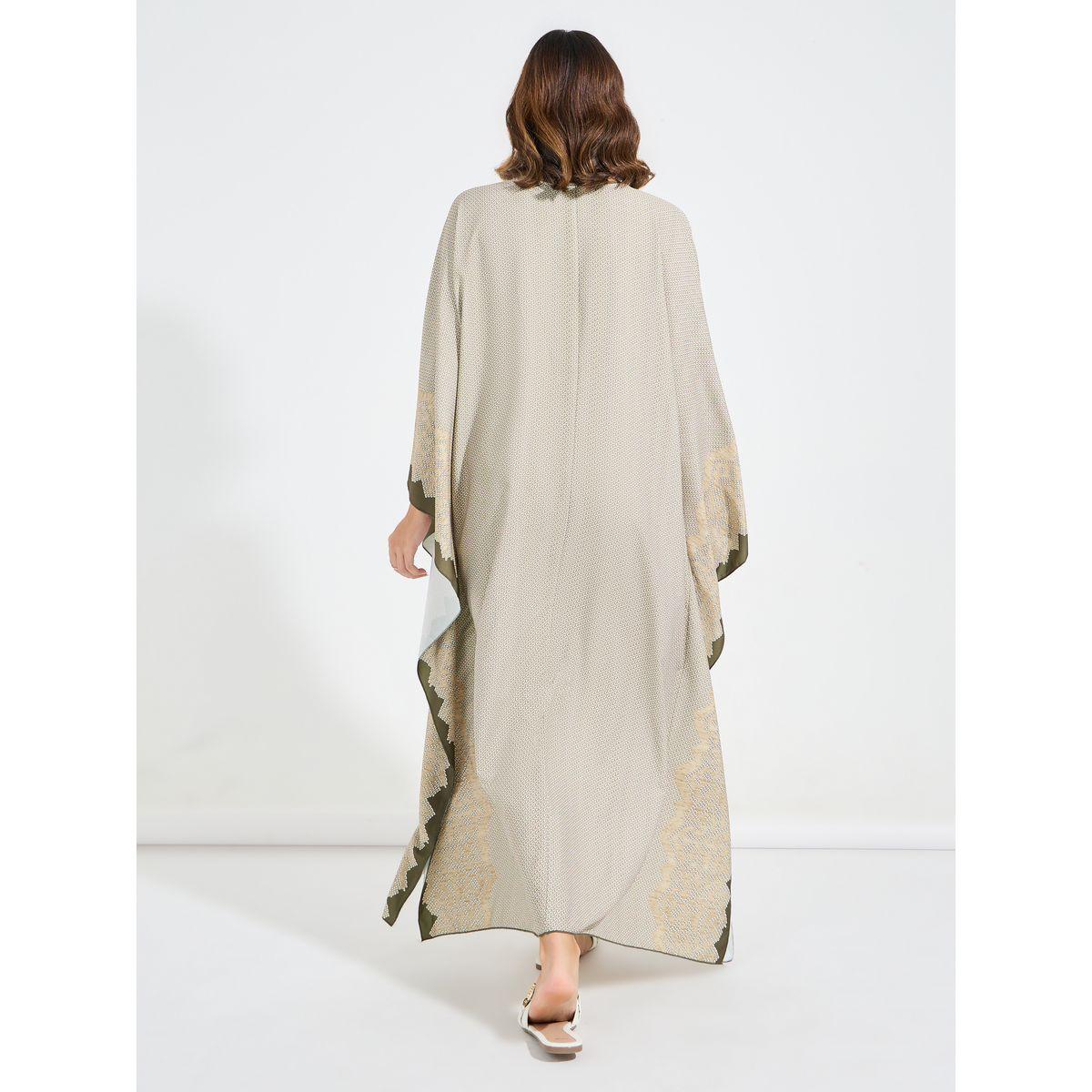 Styli All Over Print V Neck Kaftan-women-arabicclothing-kaftan-image-6