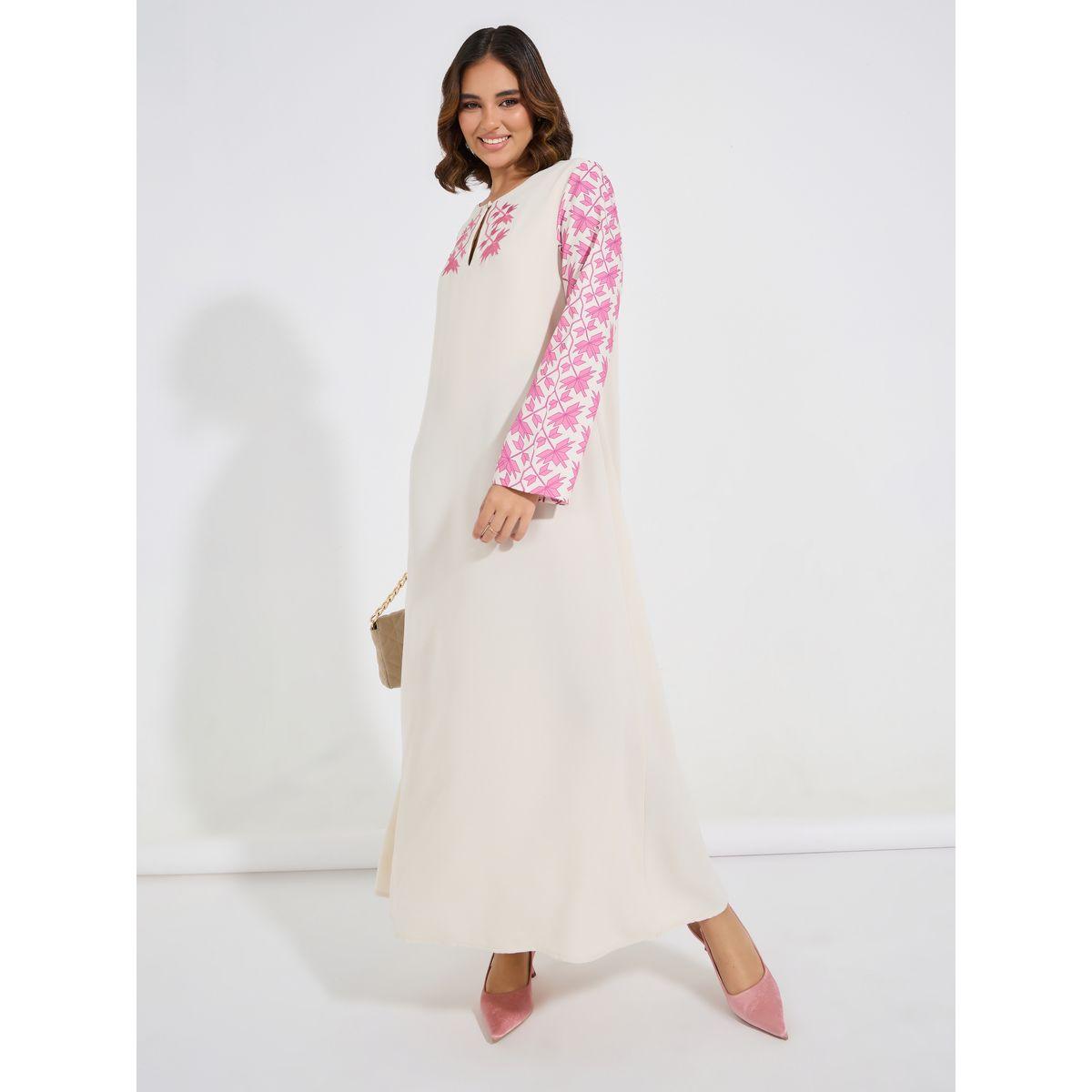 Styli Keyhole Neck Printed Sleeves Jalabiya-women-arabicclothing-jalabiyas-image-5