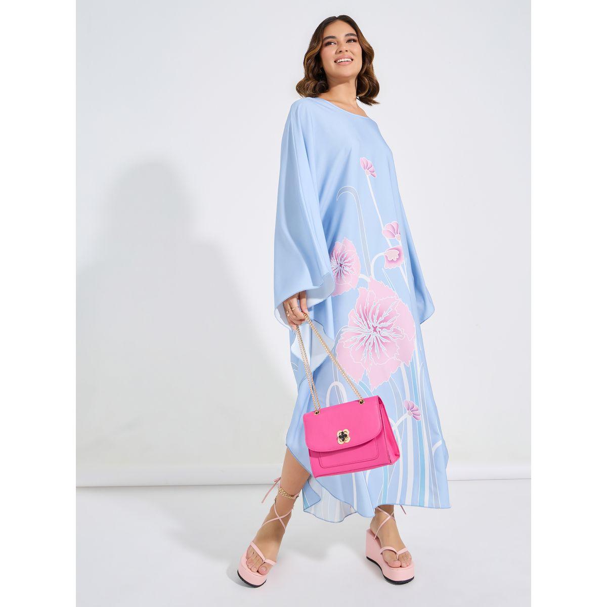 قفطان مطبع بزهور مع اكمام كيمونو-women-arabicclothing-kaftan-image-4