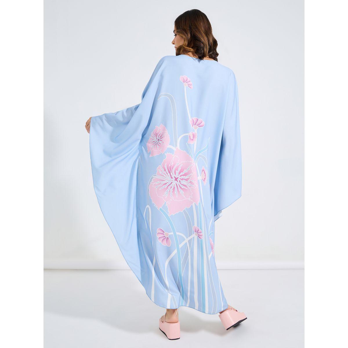 Styli Floral Print Kimono Sleeves Kaftan-women-arabicclothing-kaftan-image-6