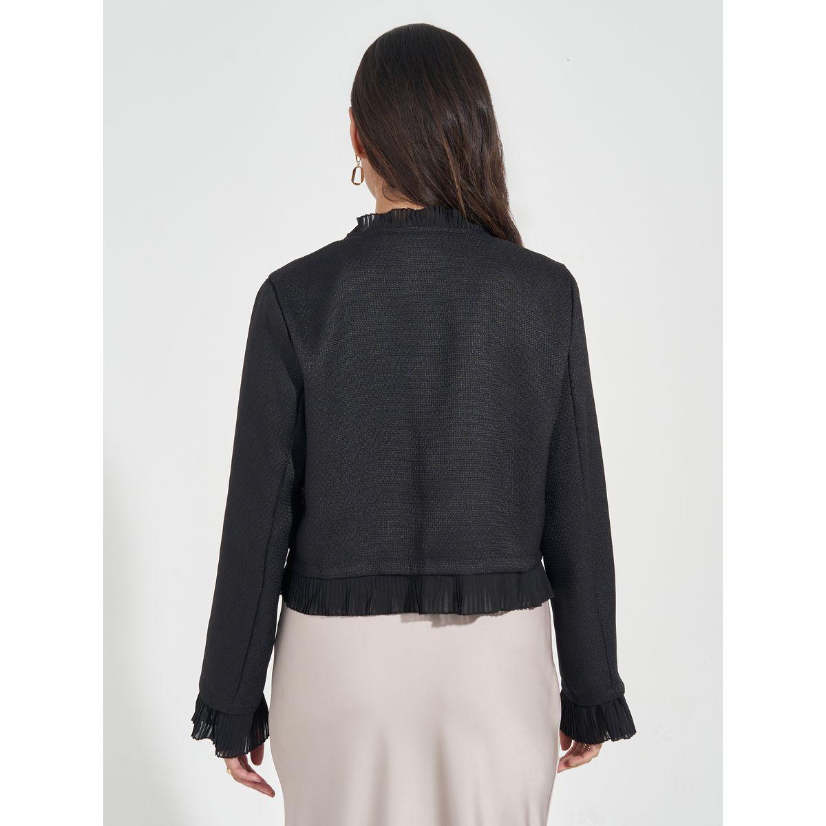جاكيت تويد بقصة عادية وتداخلات منسوجة-women-winterwear-coatsandjackets-jackets-image-4