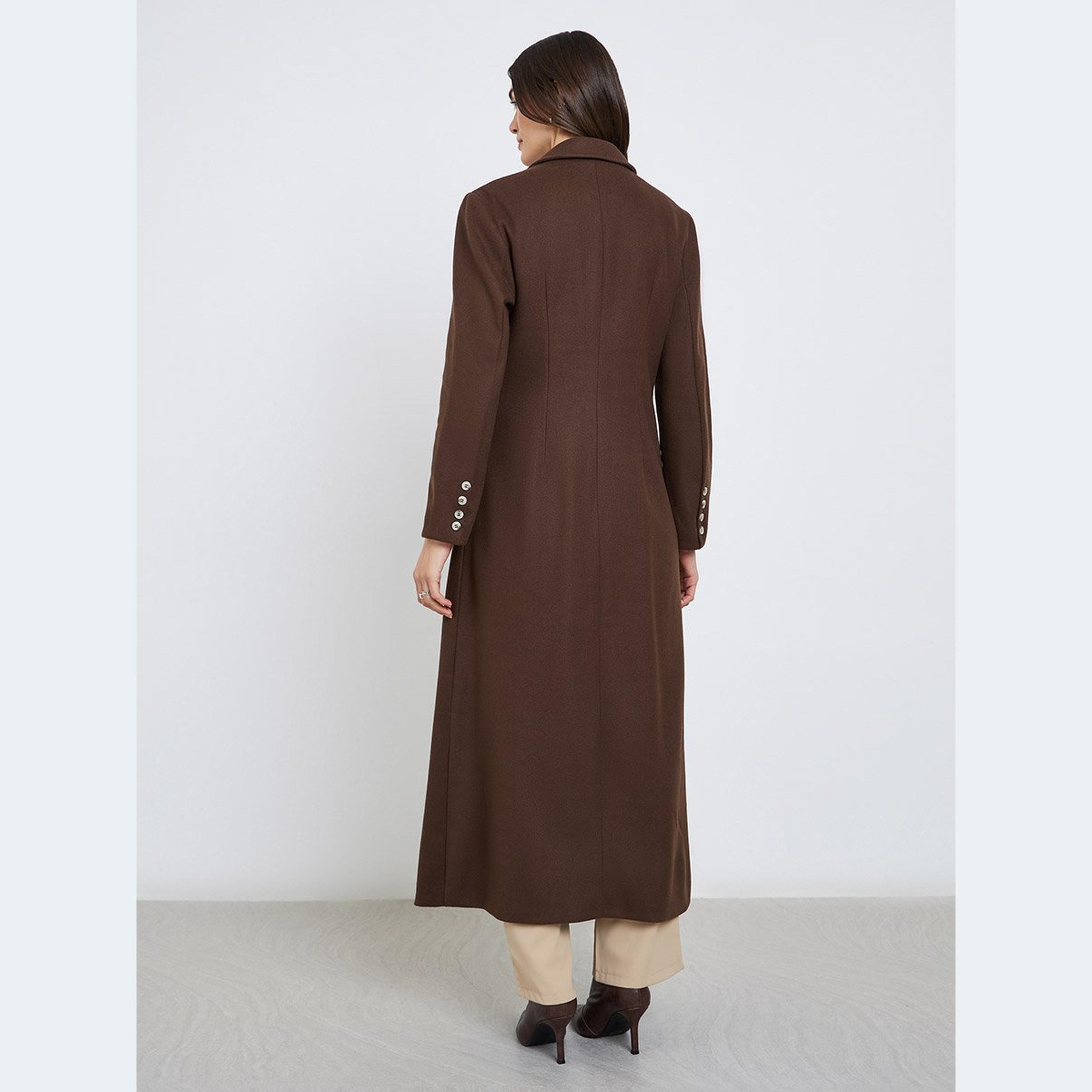 Styli Women Brown Wool Look Maxi Coat-women-clothing-coatsandjackets-coats-image-5
