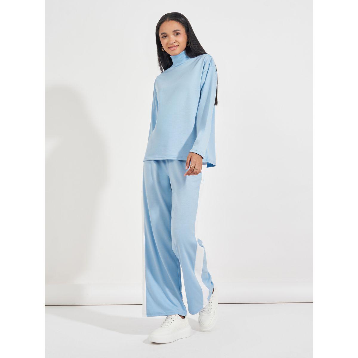 طقم منسق من جوغر مع بلوزة محبوكة بياقة عالية-women-clothing-coordsets-image-6