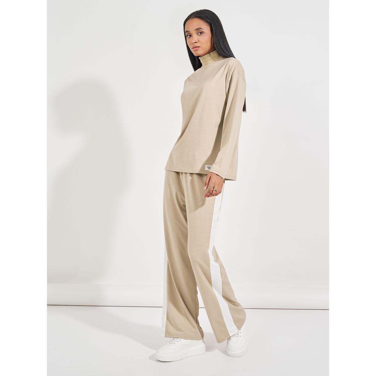Styli Turtle Neck Knit Top & Side Stripe Joggers Co-Ords-women-clothing-coordsets-image-1