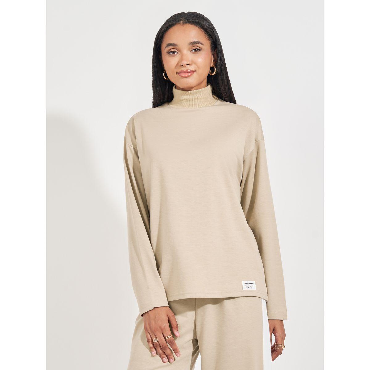 Styli Turtle Neck Knit Top & Side Stripe Joggers Co-Ords-women-clothing-coordsets-image-2