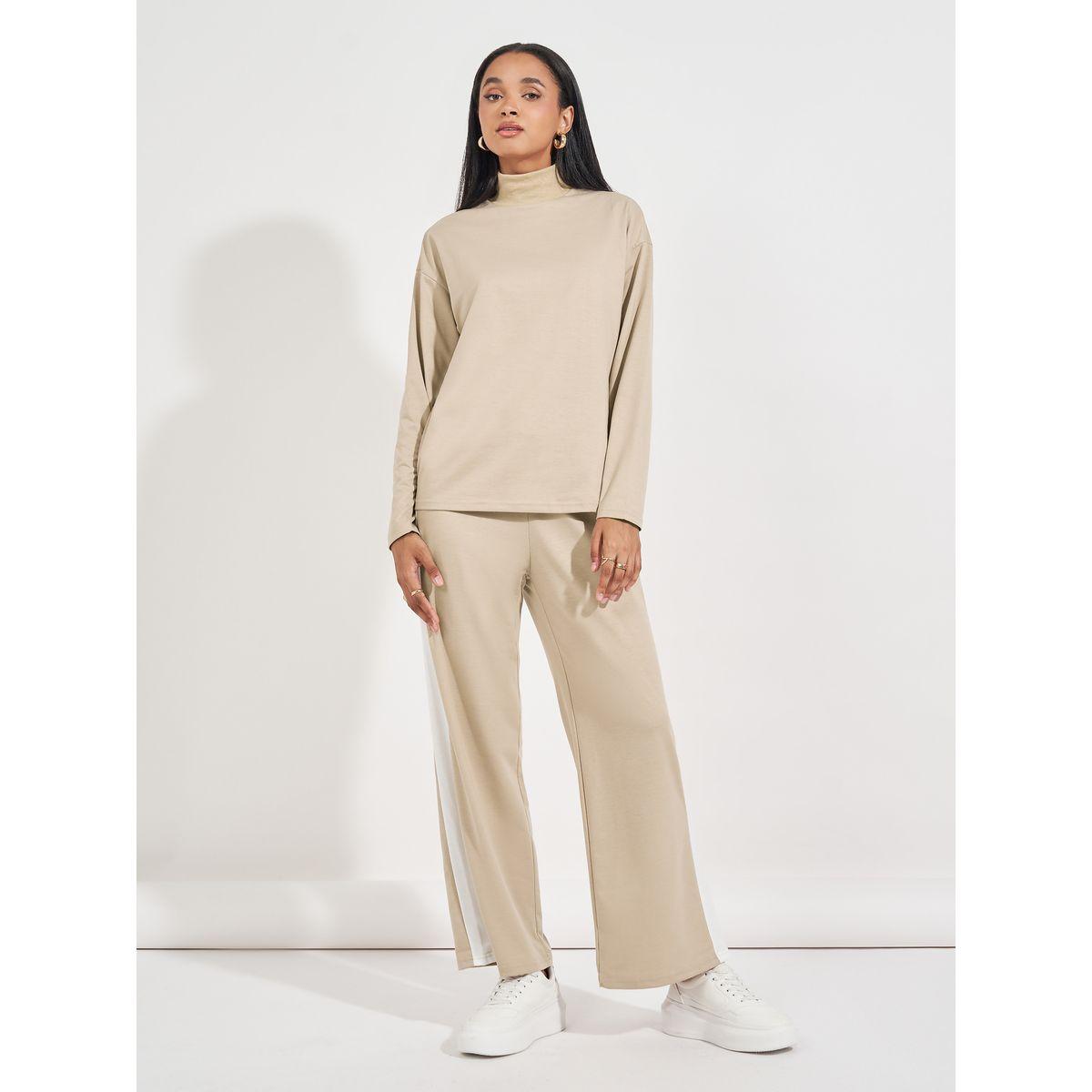 Styli Turtle Neck Knit Top & Side Stripe Joggers Co-Ords-women-clothing-coordsets-image-6