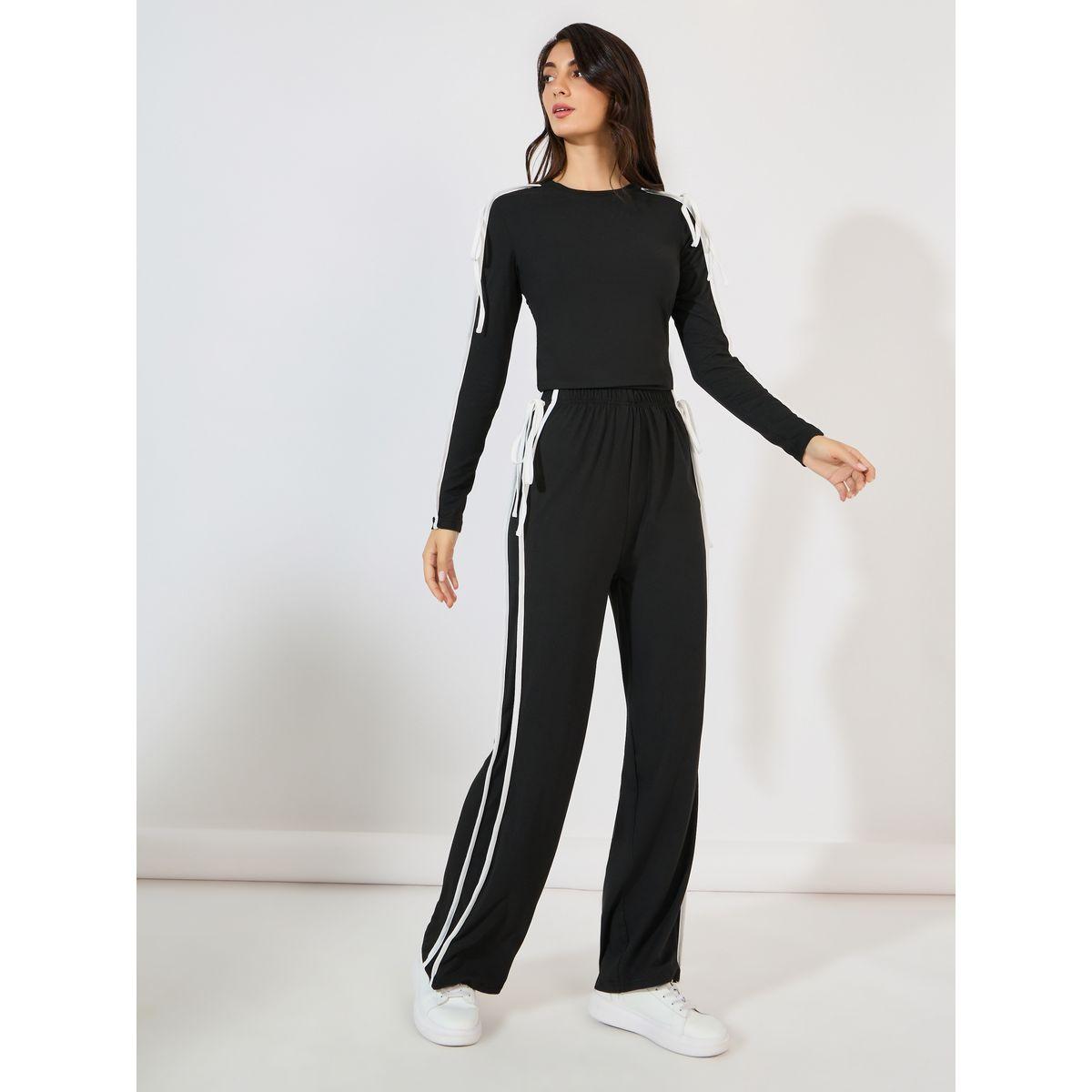 Styli Tie-Up Detail Long Sleeve Top & Joggers Co-Ords-women-clothing-coordsets-image-8