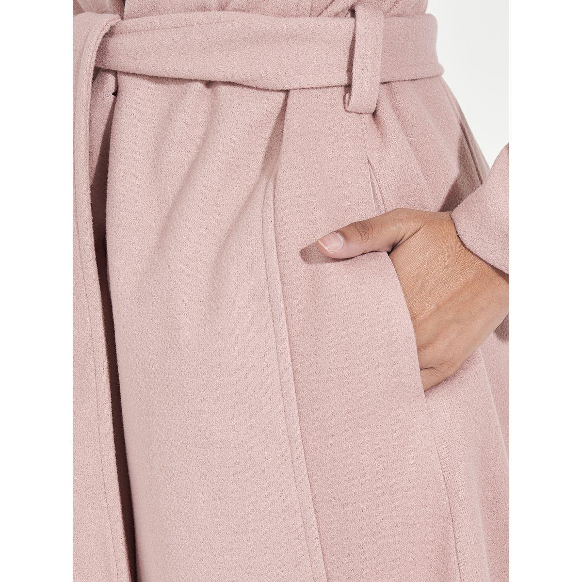 Styli Regular Fit Wool Like Belted Coat with Notch Lapel-women-clothing-coatsandjackets-coats-image-4