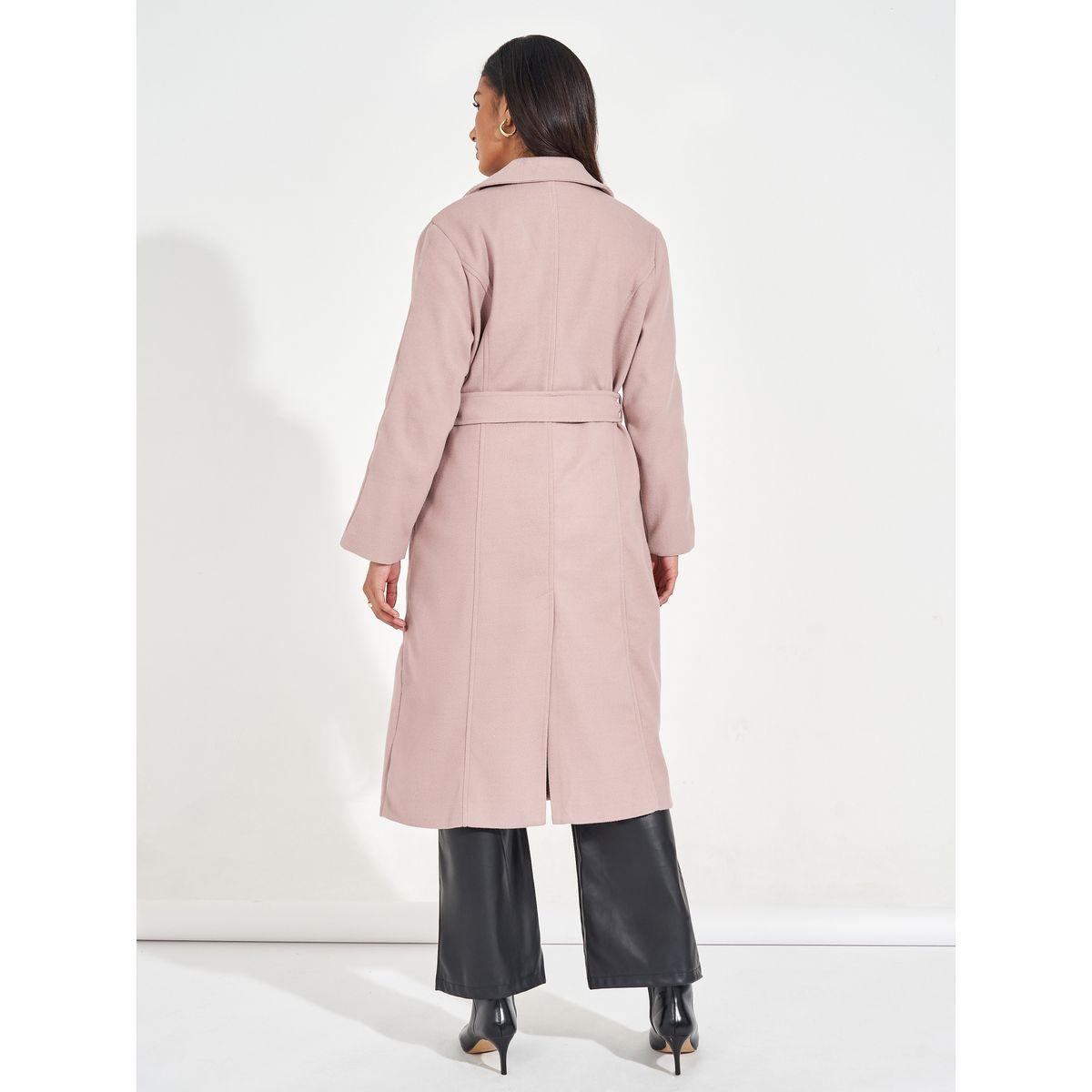 Styli Regular Fit Wool Like Belted Coat with Notch Lapel-women-clothing-coatsandjackets-coats-image-5