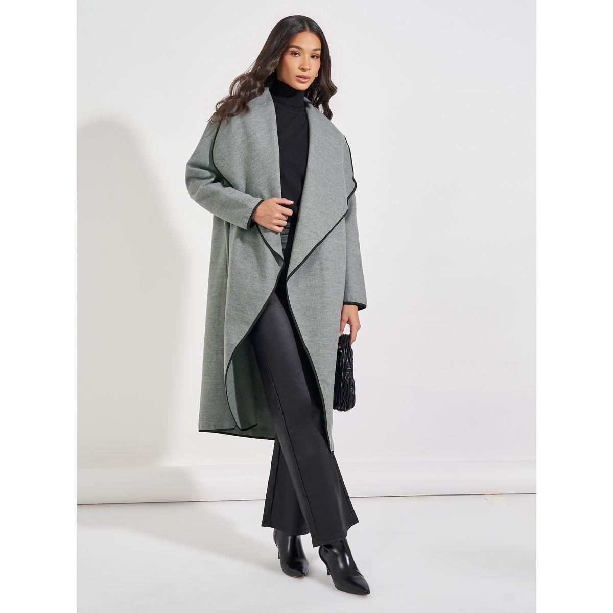 Styli Oversized Midi Length Wool Like Coat with Contrast Trim-women-clothing-coatsandjackets-coats-image-1