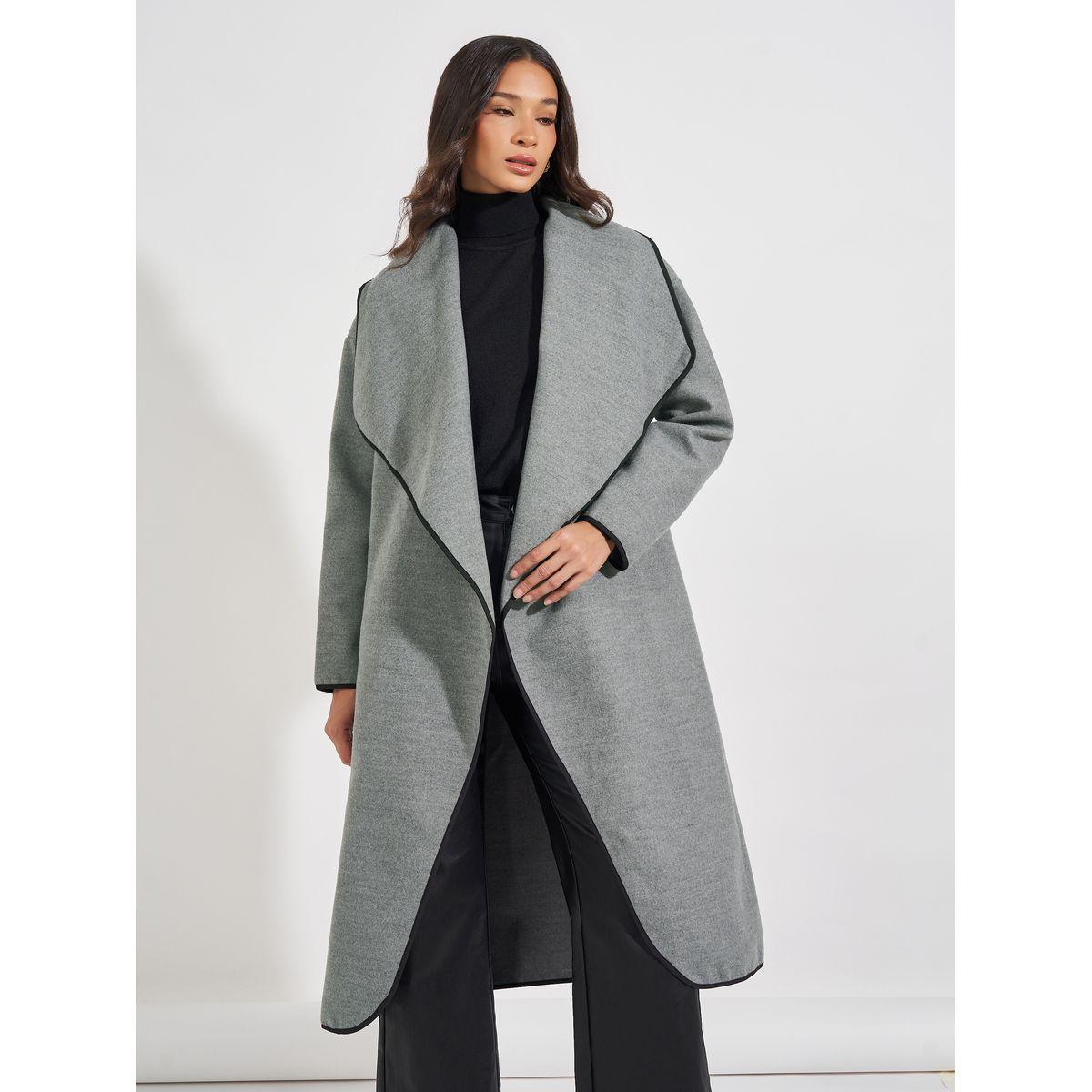 Styli Oversized Midi Length Wool Like Coat with Contrast Trim-women-clothing-coatsandjackets-coats-image-2