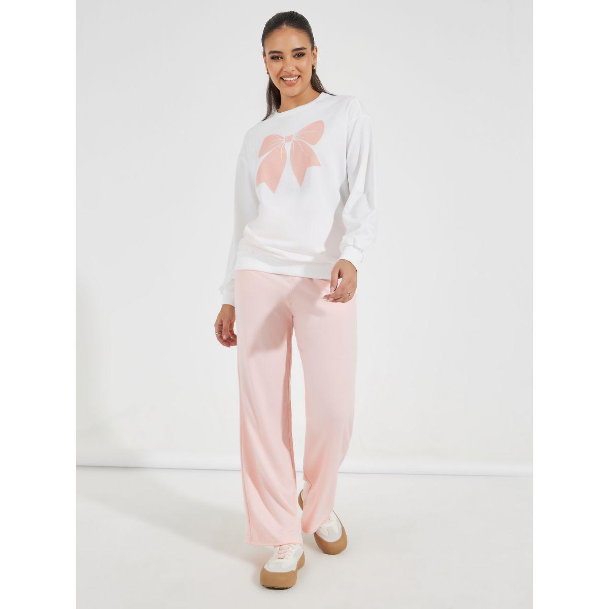 طقم منسق من جوغر بأرجل واسعة مع سويت شيرت-women-clothing-coordsets-image-1