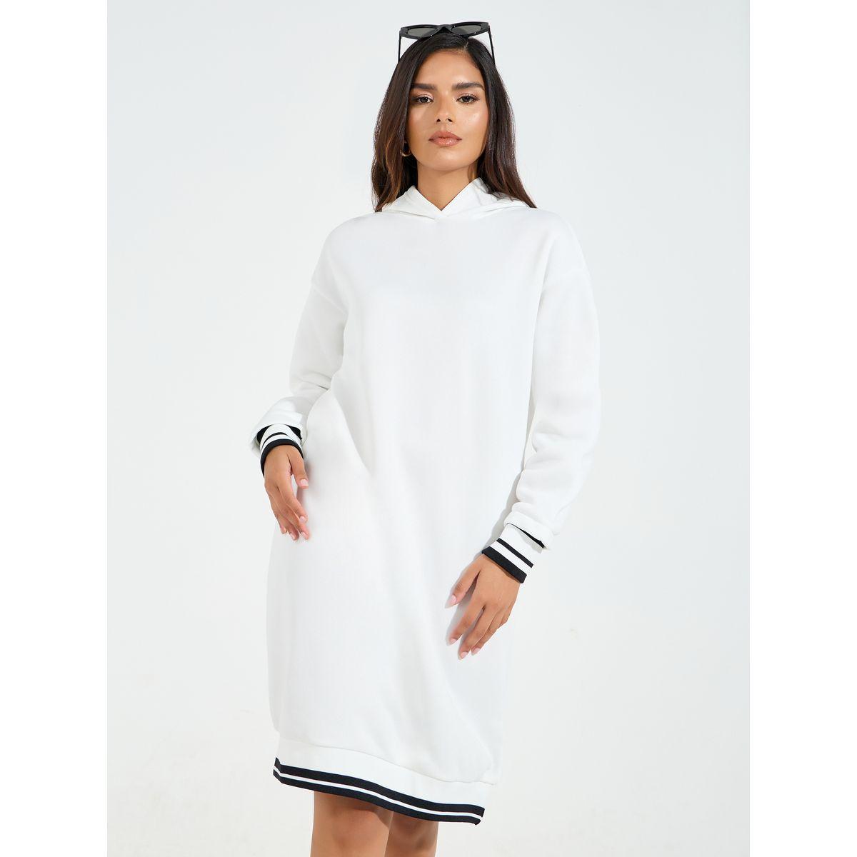 فستان بطول الركبة وياقة هودي مع أساور-women-clothing-dresses-image-1