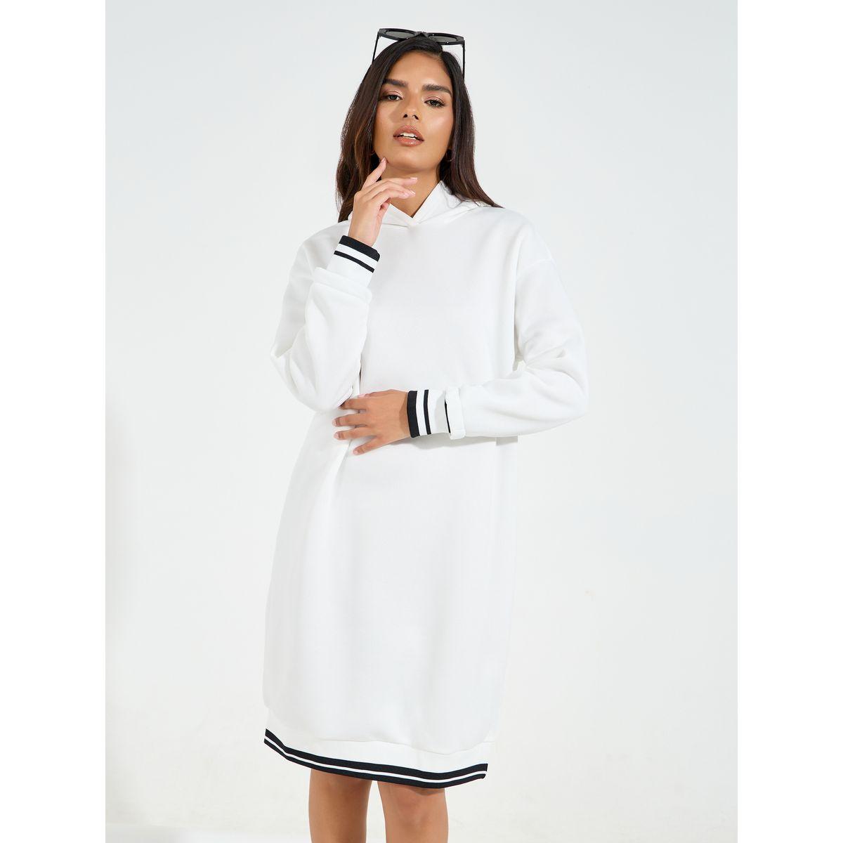 فستان بطول الركبة وياقة هودي مع أساور-women-clothing-dresses-image-2