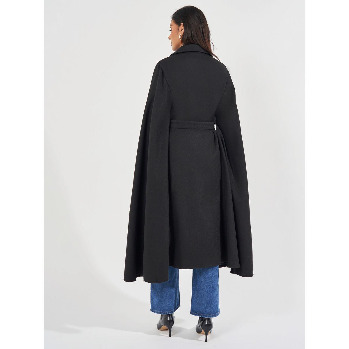 معطف ميدي بقصة عادية أكمام كيب-women-clothing-coatsandjackets-coats-image-4