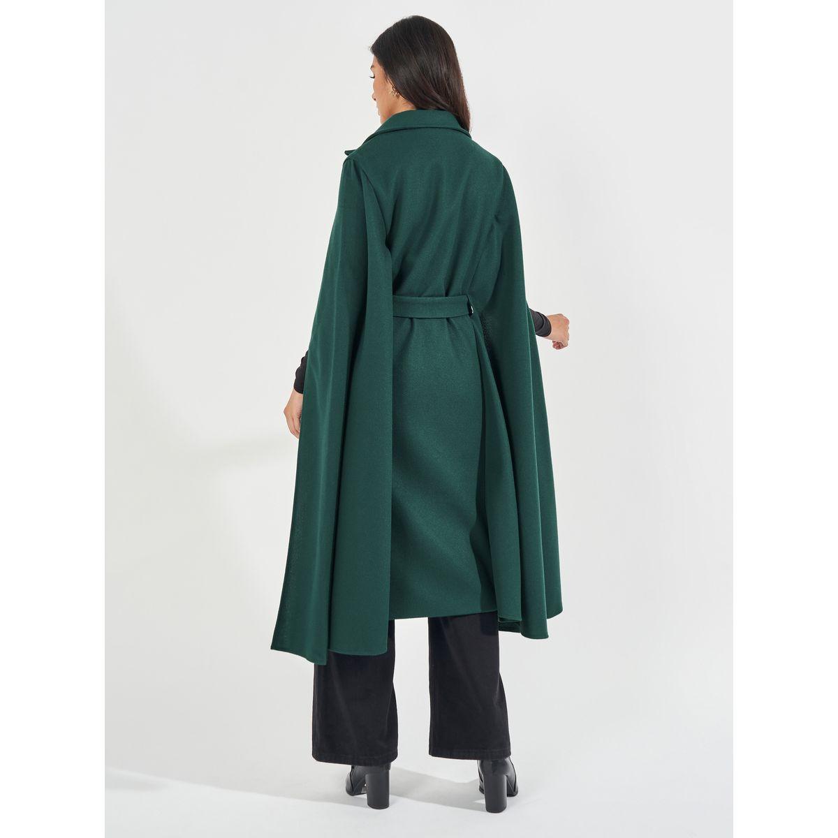 Styli Regular Fit Midi Wool Like Coat with Cape Sleeves-women-clothing-coatsandjackets-coats-image-5