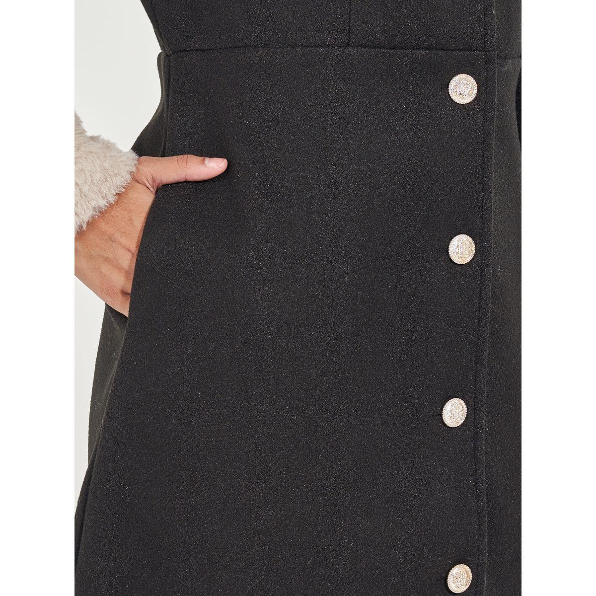 معطف بقصة عادية وفرو صناعي-women-clothing-coatsandjackets-coats-image-4