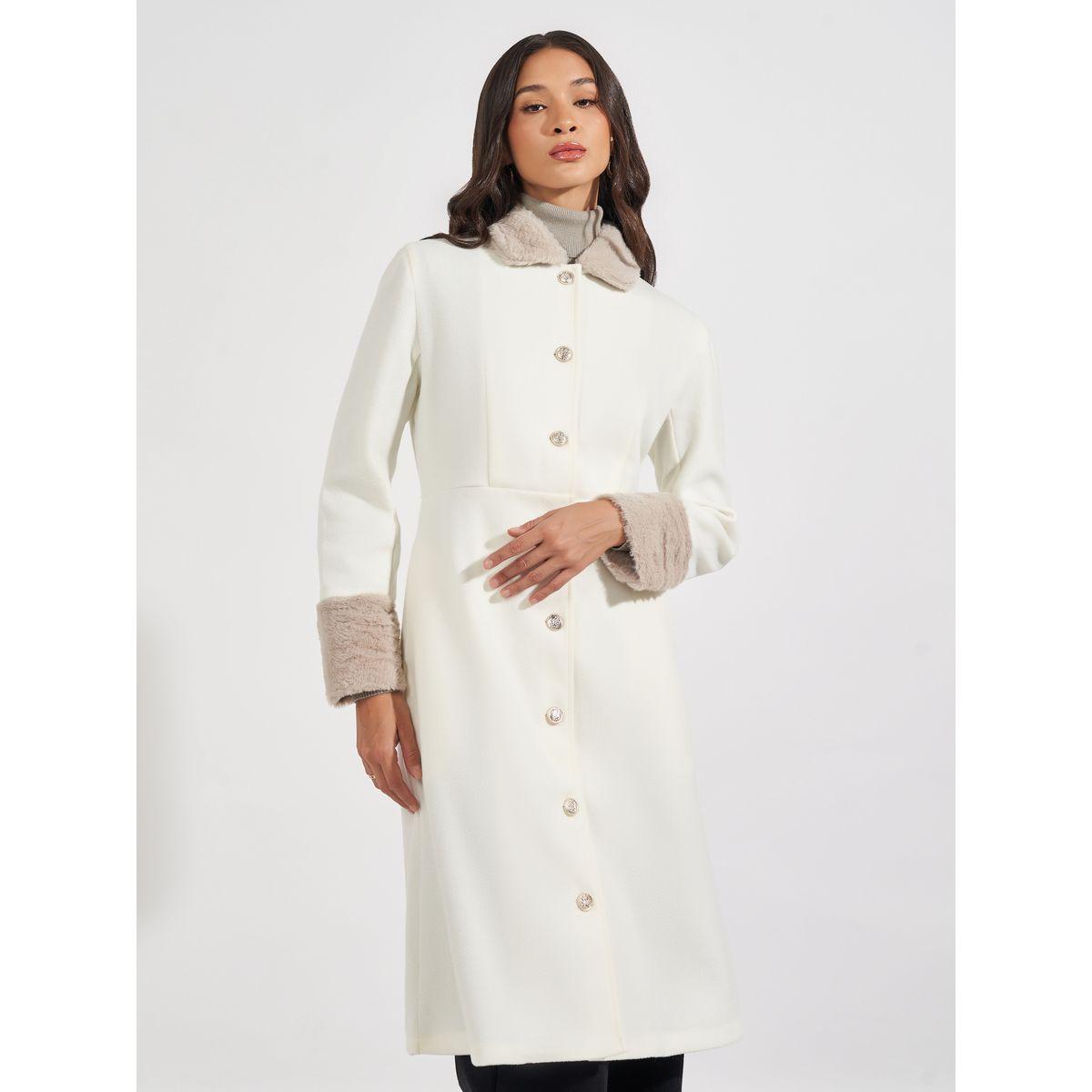 معطف بقصة عادية وفرو صناعي-women-clothing-coatsandjackets-coats-image-3