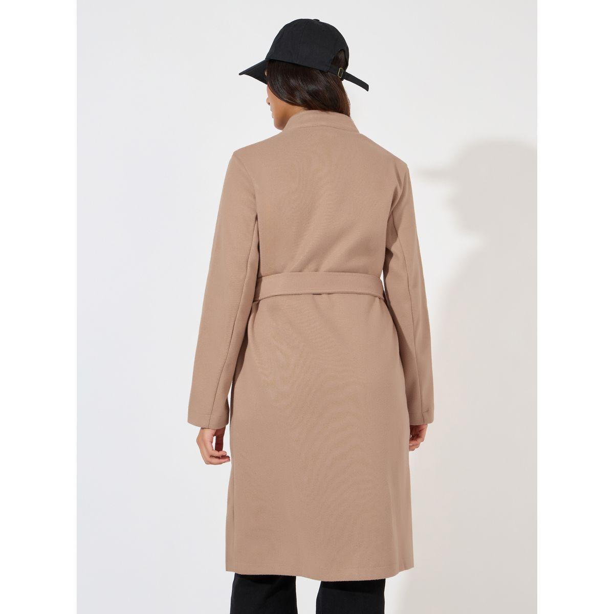 Styli Regular Fit Double Breasted Belted Wool Like Coat-women-clothing-coatsandjackets-coats-image-4
